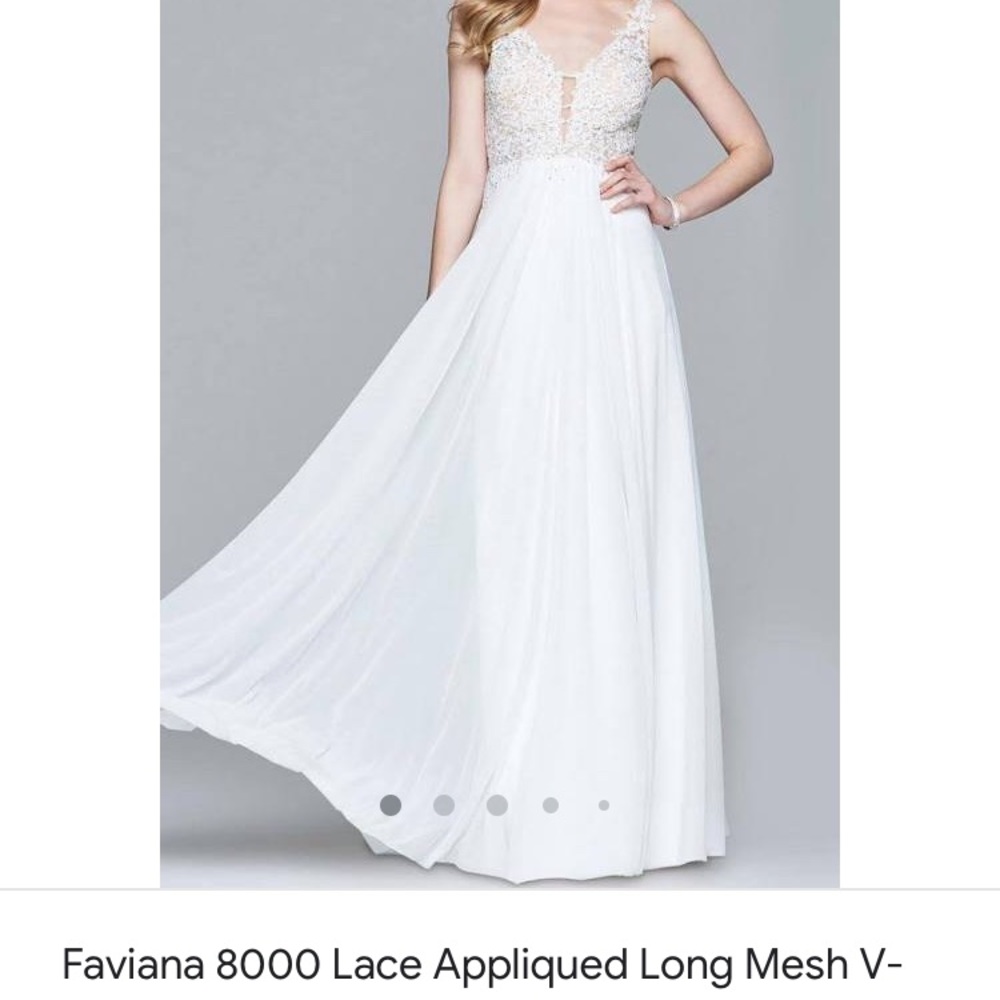 White chiffon prom dress with sequin lace bodice - Picture 2 of 3